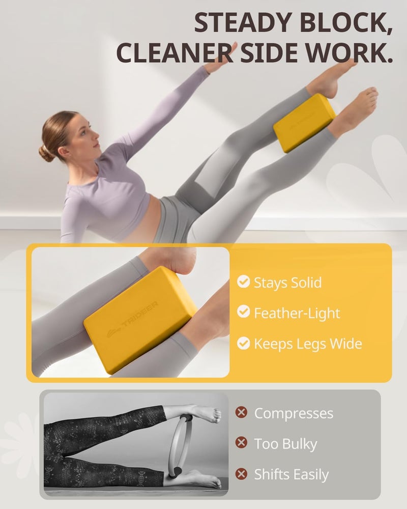 Trideer Yoga Blocks 2 Pack, Soft Non-Slip Foam Blocks with Beveled Edges for Alignment and Stretching in Yoga, Pilates, and Dance - Supportive, Lightweight, Odor Resistant, Latex-Free - Image 4